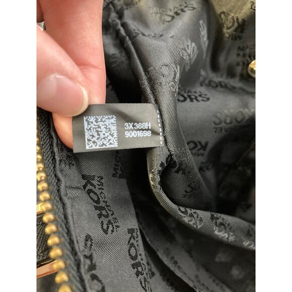 MICHAEL KORS, GRAY BLACK LEATHER SIGNATURE PRINT SHOULDER BAG - Picture 15 of 15